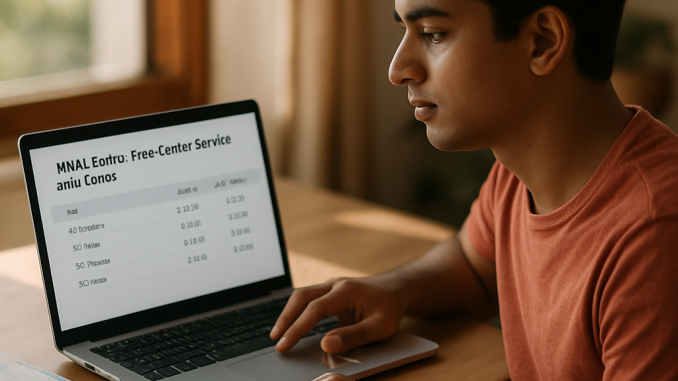 A student compares ATMA test-centre locations and travel costs at a desk.