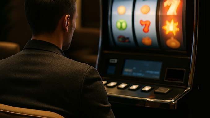 An adult player considers the changing rhythm of a slot machine session in a