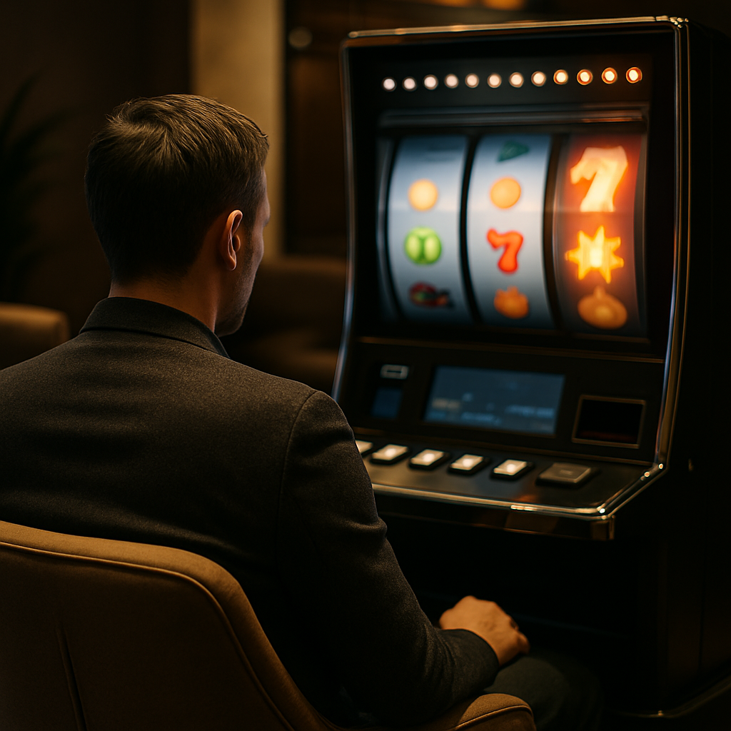 An adult player considers the changing rhythm of a slot machine session in a